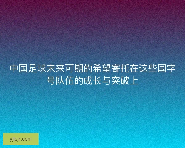 中国足球未来可期的希望寄托在这些国字号队伍的成长与突破上